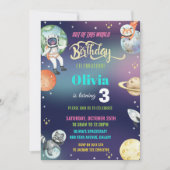 銀河系宇宙宇宙飛行士の惑星ガールバースデーパーティー 招待状 (正面)