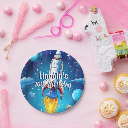 銀河系宇宙飛行士宇宙シャトルロケット誕生日 ペーパープレート (パーティー)