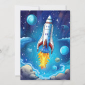 銀河系宇宙飛行士宇宙シャトルロケット誕生日 招待状 (裏面)