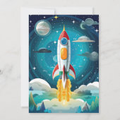 銀河系宇宙飛行士宇宙シャトルロケット誕生日 招待状 (裏面)