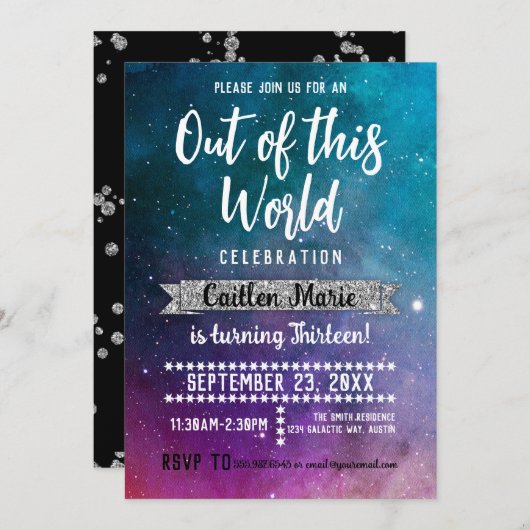 銀河系宇宙10代の誕生日 招待状 (正面/裏面)