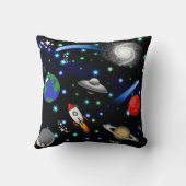 銀河系宇宙 – 惑星、星、彗星、ロケット クッション (裏面)