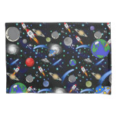 銀河系宇宙 – 惑星、星、彗星、ロケット 枕カバー (正面)