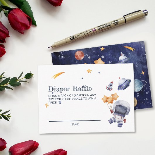 銀河系惑星ベイビーシャワーおむつラッフルゲームカード エンクロージャーカード