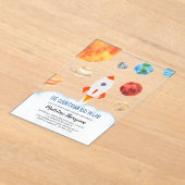 銀河系惑星モダン宇宙ロケット赤ちゃんシャワー アクリル招待状 (レイダウン)