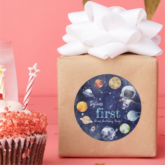 銀河系惑星子供の誕生日ギフト ラウンドシール (パーティー)