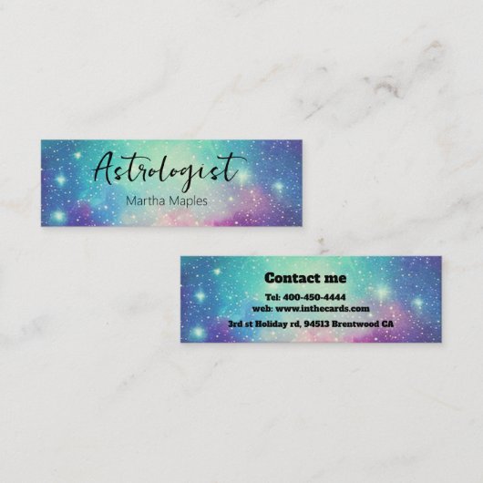 銀河系星占いテーマ宇宙リーダー スキニー名刺 (正面/裏面)