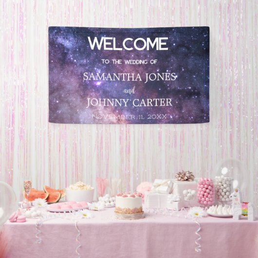 銀河系星空の夜の宇宙宇宙結婚の徴候 横断幕 (パーティー)
