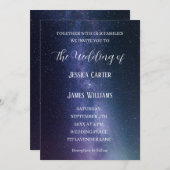 銀河系星空の夜の宇宙宇宙結婚の 招待状 (正面/裏面)