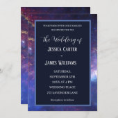 銀河系星空の夜の宇宙宇宙結婚の 招待状 (正面/裏面)