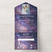 銀河系星空の夜の宇宙結婚の星雲 オールインワン招待状 (内側)