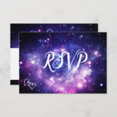 銀河系星空の夜の結婚式RSVPカードと食事 出欠カード (正面/裏面)