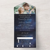 銀河系星空の星雲結婚の写真 オールインワン招待状 (内側)