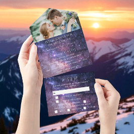 銀河系星空の星雲結婚の写真 オールインワン招待状