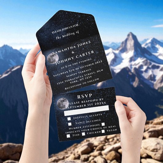 銀河系星空の結婚月 オールインワン招待状