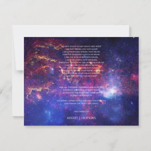 銀河系星雲葬死別サンキューカード サンキューカード (裏面)