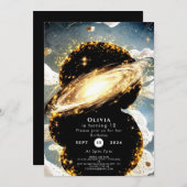 銀河系水彩宇宙誕生日 招待状 (正面/裏面)