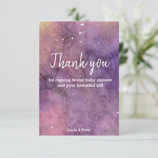 銀河系水彩赤ちゃんシャワーサンキューカード サンキューカード (スタンド正面)