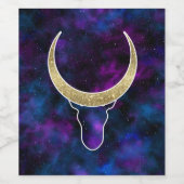 銀河系牛の牛の黄金の角。宇宙デザイン ワインラベル (シングルラベル)