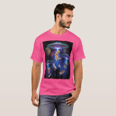 銀河系猫おもしろい猫Ufo誘拐事件 Tシャツ (正面フル)