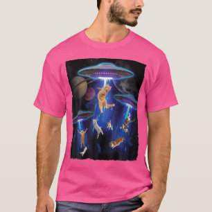 銀河系猫おもしろい猫Ufo誘拐事件 Tシャツ