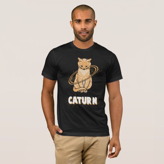銀河系猫宇宙飛行士サターンプラネット宇宙子猫 Tシャツ (正面フル)