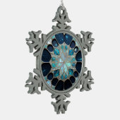 銀河系真珠の雪インスパイア粒青 スノーフレークピューターオーナメント (左)