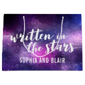 銀河系結婚の星に浮かぶパーソナライズされた ラージペーパーバッグ (正面)