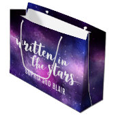 銀河系結婚の星に浮かぶパーソナライズされた ラージペーパーバッグ (正面アングル)