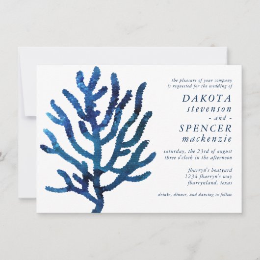 銀河系航海のコーラルリーフ |ビーチマリーナ結婚ズ 招待状 (正面)