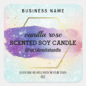 銀河系色六角焼きの香り付き大豆ロウソクラベル スクエアシール (正面)