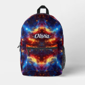 銀河系融合 – 宇宙開始カラフル名前をカスタムする プリントバックパック (正面)