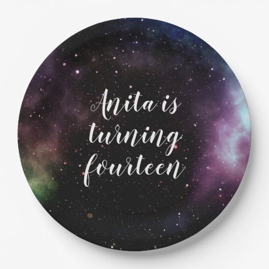 銀河系誕生日パーティー装飾宇宙テーマ ペーパープレート (正面)