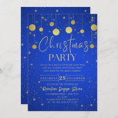 銀河系金ゴールドボールエレガント企業のクリスマスパーティー 招待状 (正面/裏面)