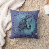 銀河系馬とハート（オプション名あり） クッション (ブランケット)