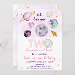 銀河系2ザムーンピンク金ゴールド宇宙誕生日 招待状