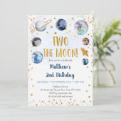 銀河系2ザムーンブルー金ゴールド宇宙誕生日 招待状 (スタンド正面)