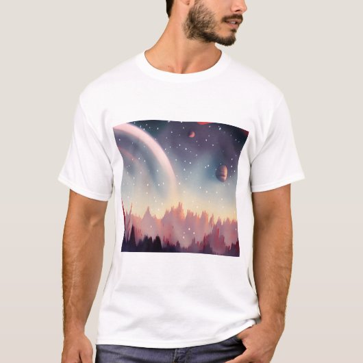 銀河系、宇宙、星、宇宙空間Tシャツ Tシャツ (正面)