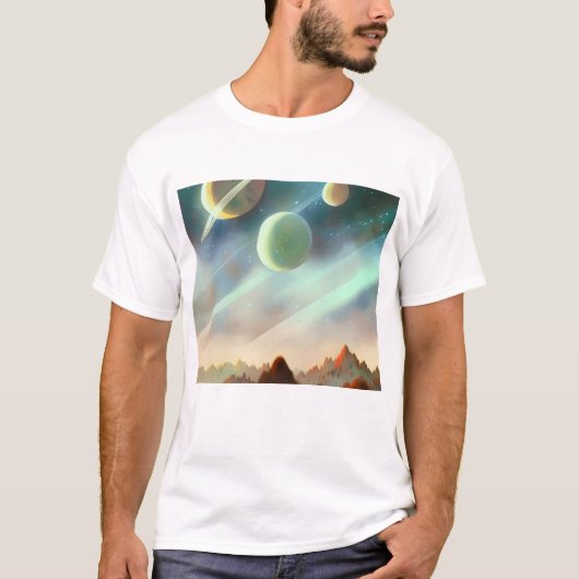 銀河系、宇宙、星、宇宙空間Tシャツ Tシャツ (正面)