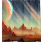 銀河系、宇宙、星、宇宙 シャワーカーテン (正面)