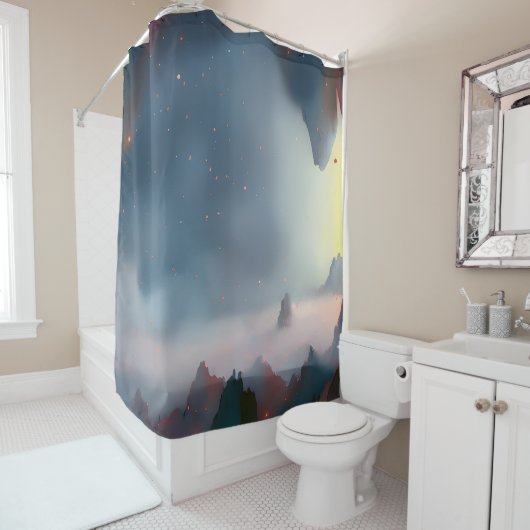 銀河系、宇宙、星、宇宙 シャワーカーテン (インサイチュ)