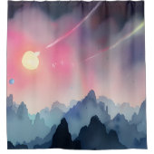 銀河系、宇宙、星、宇宙 シャワーカーテン (正面)