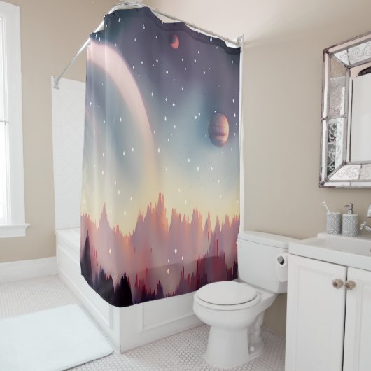 銀河系、宇宙、星、宇宙 シャワーカーテン (インサイチュ)