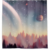 銀河系、宇宙、星、宇宙 シャワーカーテン (正面)