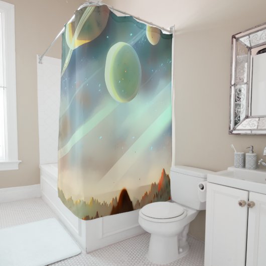 銀河系、宇宙、星、宇宙 シャワーカーテン (インサイチュ)