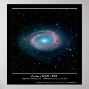 銀河系NGC 4725 – スピッツァー宇宙望遠鏡 ポスター