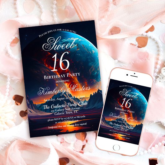 銀河系Sweet sixteen誕生日パーティー 招待状