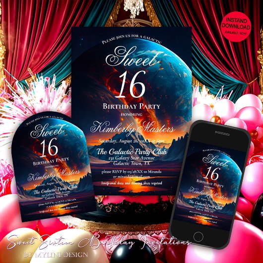 銀河系Sweet sixteen誕生日パーティー 招待状
