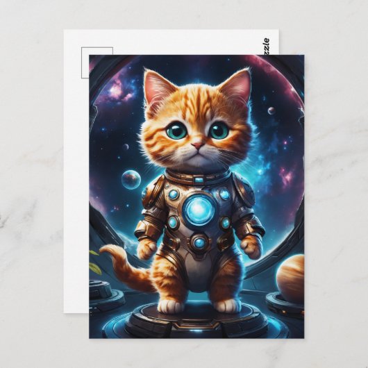 銀河間探査機:生姜宇宙飛行士キッテン ポストカード (正面/裏面)