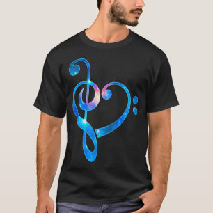銀河音楽ハートト音記号ヘ音記号 Tシャツ
